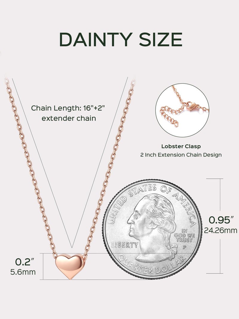 ChicSilver Rose Gold Plated Sterling Silver Tiny Heart Pendant Necklace Endlessness Love Dainty Necklace - Image 5
